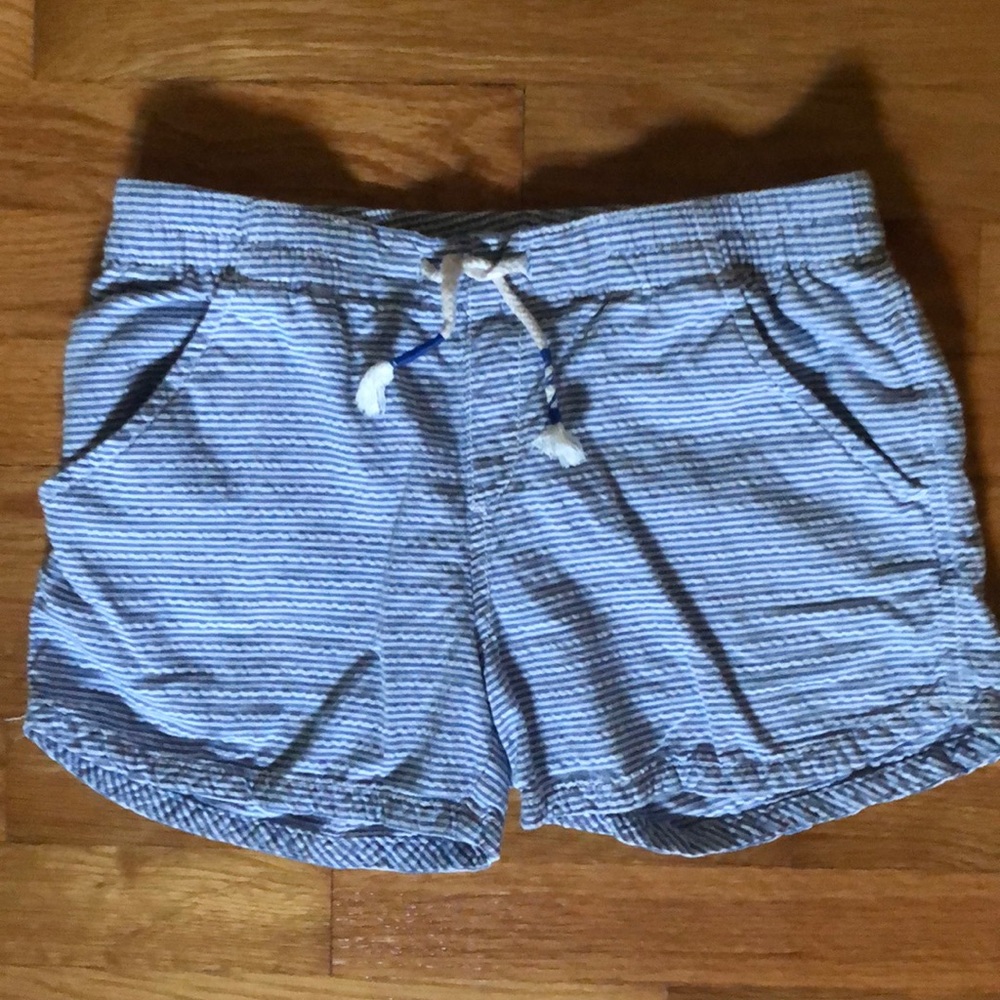 blue & white striped shorts